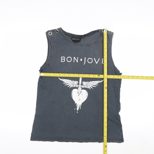 Bon Jovi Women's Black Cotton Tank Top Size 10 Rock Music Tee