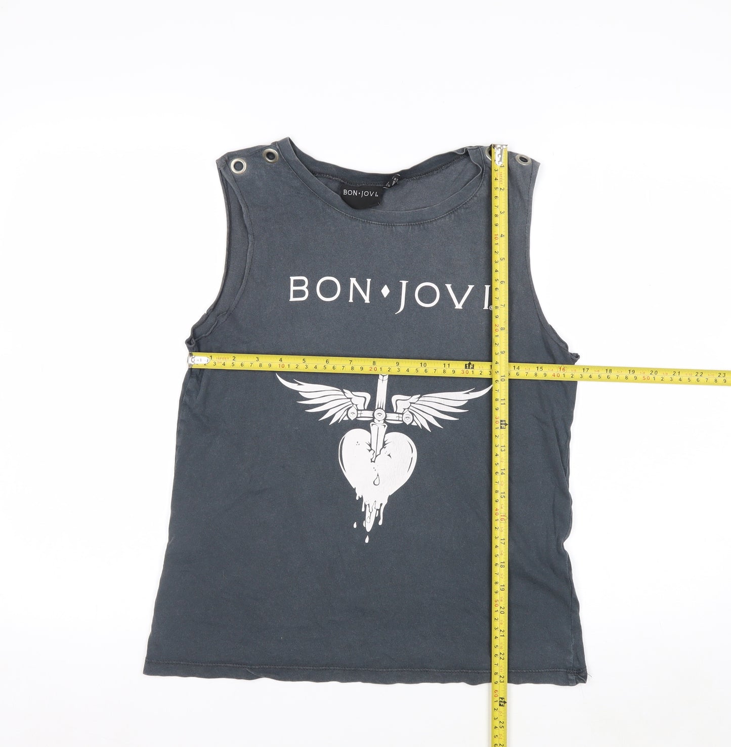 Bon Jovi Women's Black Cotton Tank Top Size 10 Rock Music Tee