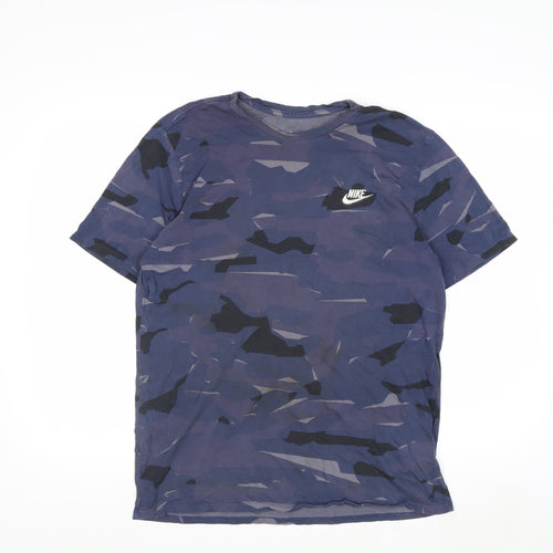 Nike Men's Blue Camouflage Athletic Fit Cotton T-Shirt Size S