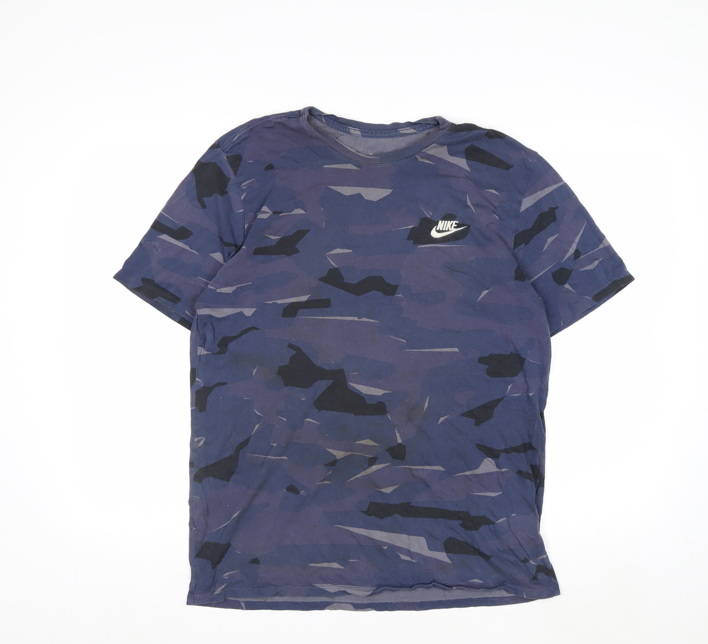 Nike Men's Blue Camouflage Athletic Fit Cotton T-Shirt Size S