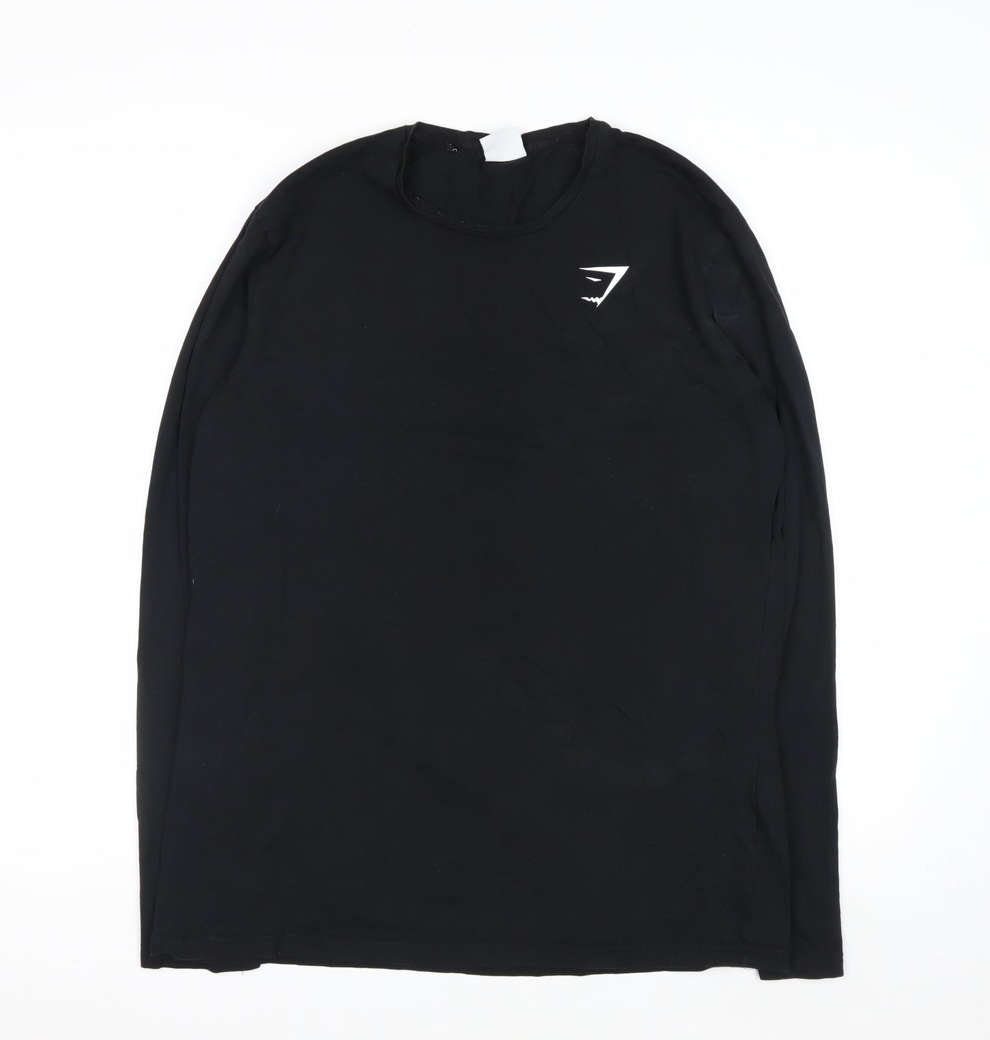Gymshark Men Black Long Sleeve Slim Fit Casual Top L