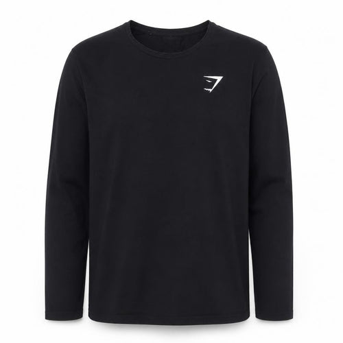 Gymshark Men Black Long Sleeve Slim Fit Casual Top L