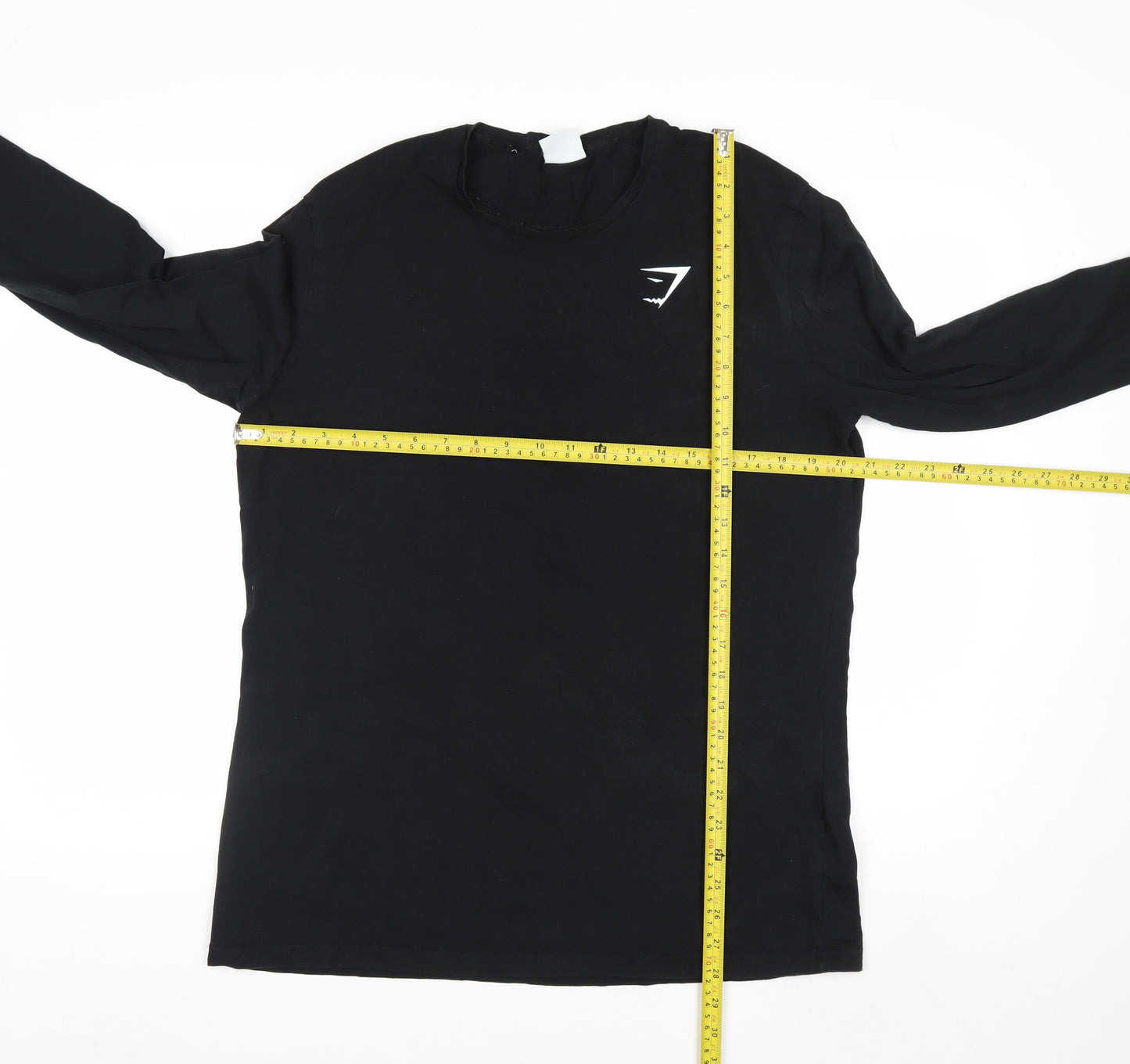 Gymshark Men Black Long Sleeve Slim Fit Casual Top L