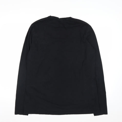Gymshark Men Black Long Sleeve Slim Fit Casual Top L