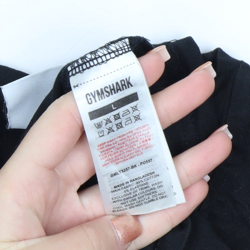 Gymshark Men Black Long Sleeve Slim Fit Casual Top L