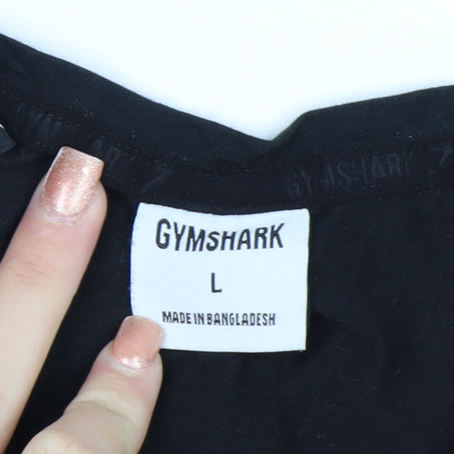 Gymshark Men Black Long Sleeve Slim Fit Casual Top L