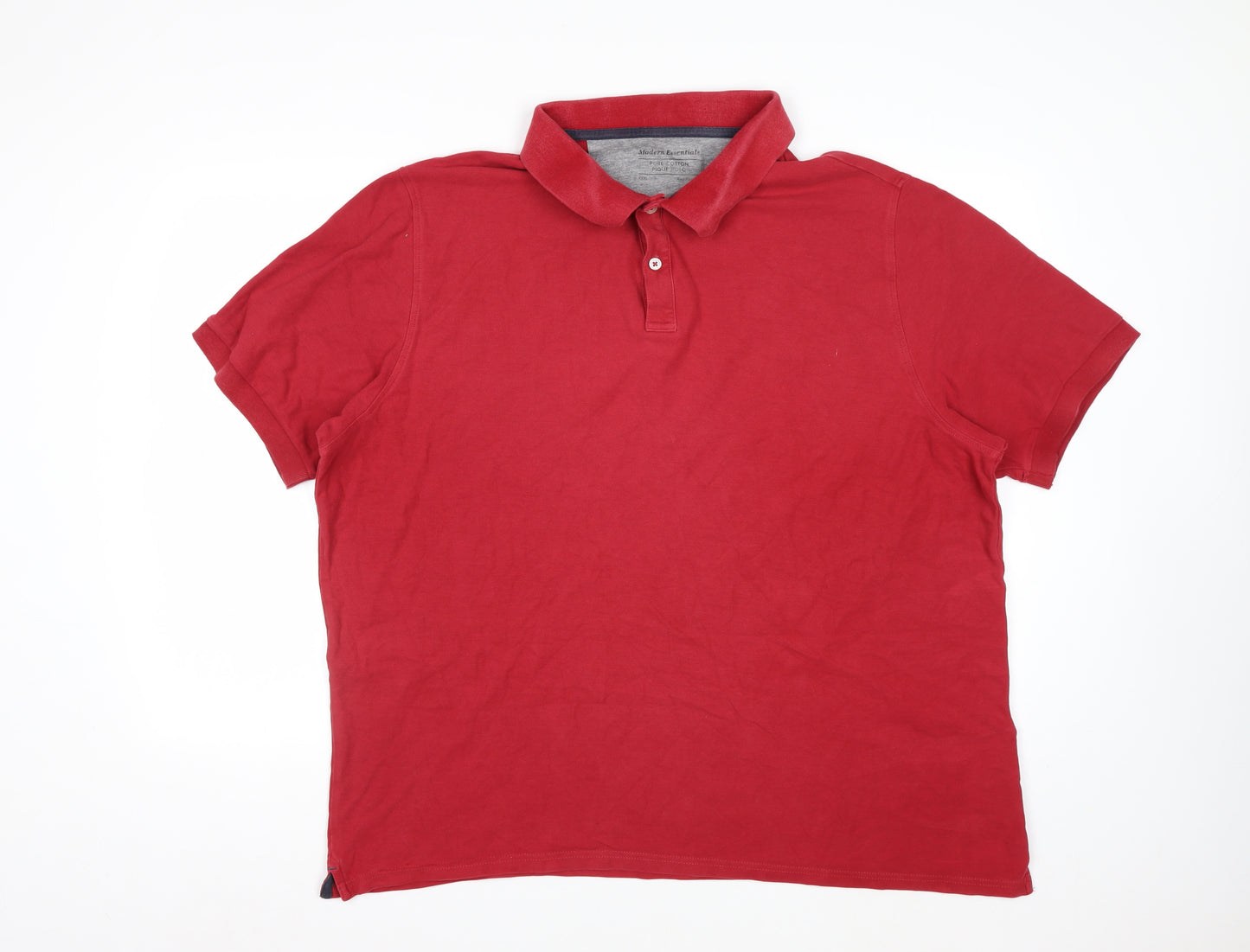 Modern Essentials Men's Red Pure Cotton Piqué Polo Shirt XXXL Regular Fit