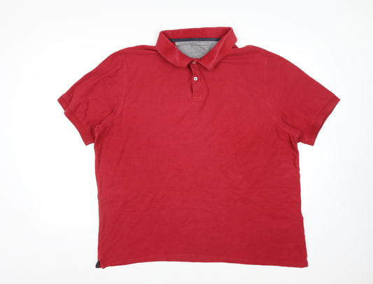 Modern Essentials Men's Red Pure Cotton Piqué Polo Shirt XXXL Regular Fit