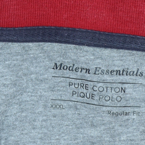 Modern Essentials Men's Red Pure Cotton Piqué Polo Shirt XXXL Regular Fit