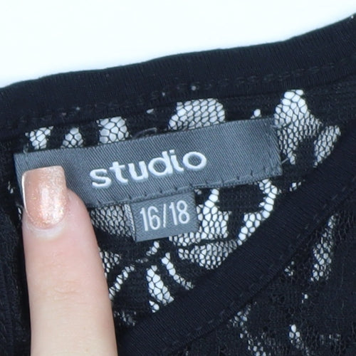 Studio Women’s Black Lace Sleeveless Camisole Blouse Size 16
