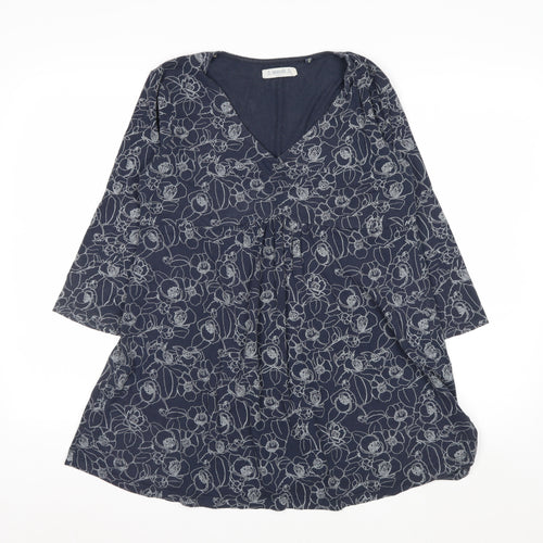 Seasalt Cornwall Women’s Blue Floral Tunic Top Size 14 Cotton Blend