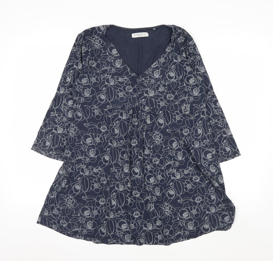 Seasalt Cornwall Women’s Blue Floral Tunic Top Size 14 Cotton Blend