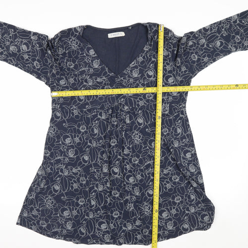 Seasalt Cornwall Women’s Blue Floral Tunic Top Size 14 Cotton Blend