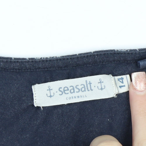 Seasalt Cornwall Women’s Blue Floral Tunic Top Size 14 Cotton Blend