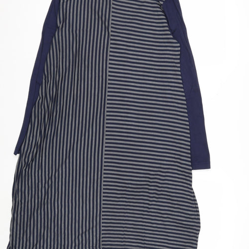 Capri Women Blue Striped V-Neck Long Sleeve Shift Dress XS