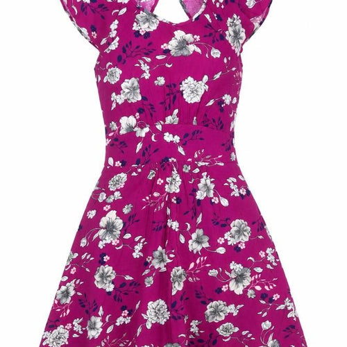 Warehouse Women’s Pink Floral Fit & Flare Dress Size 10 Summer