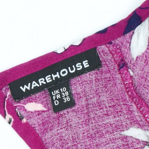 Warehouse Women’s Pink Floral Fit & Flare Dress Size 10 Summer