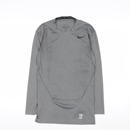 Nike Men's Grey Pro Combat Dri-FIT Compression Long Sleeve Top S