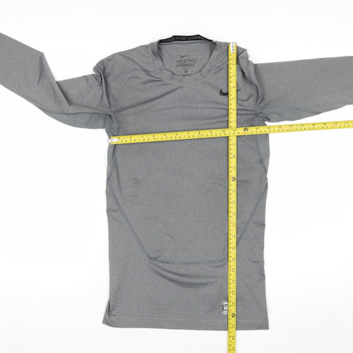 Nike Men's Grey Pro Combat Dri-FIT Compression Long Sleeve Top S