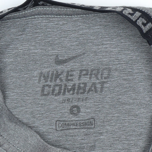 Nike Men's Grey Pro Combat Dri-FIT Compression Long Sleeve Top S