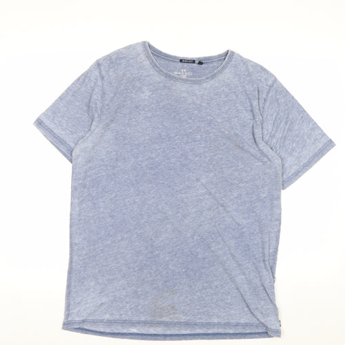 Brave Soul Men's Blue Crew Neck Short Sleeve T-Shirt Size L