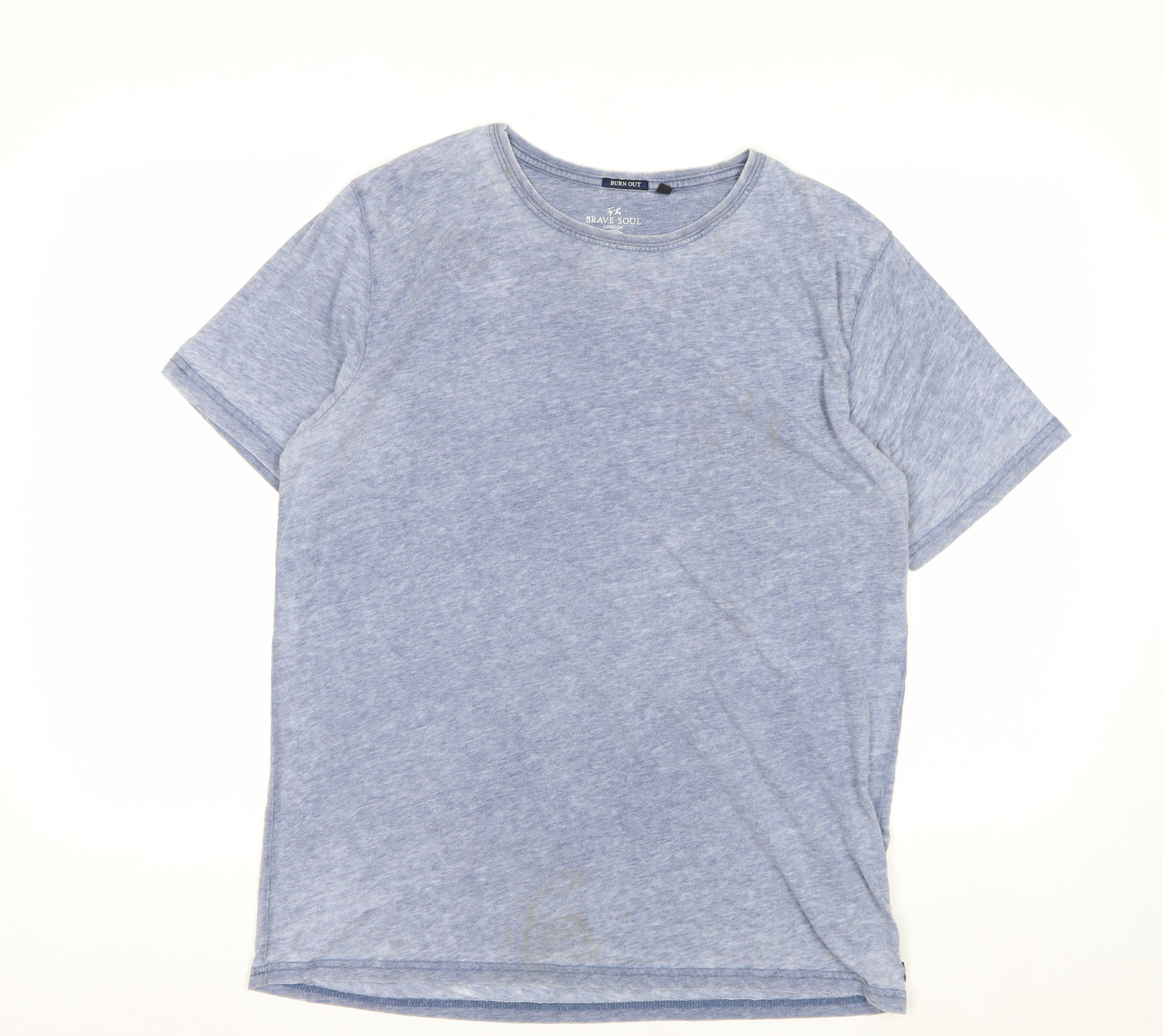 Brave Soul Men's Blue Crew Neck Short Sleeve T-Shirt Size L