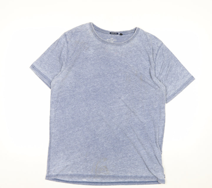 Brave Soul Men's Blue Crew Neck Short Sleeve T-Shirt Size L
