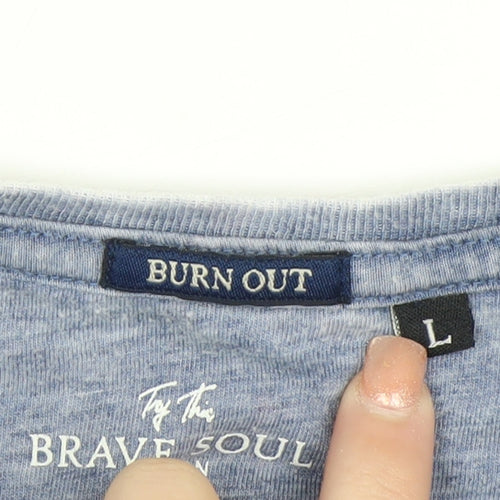 Brave Soul Men's Blue Crew Neck Short Sleeve T-Shirt Size L