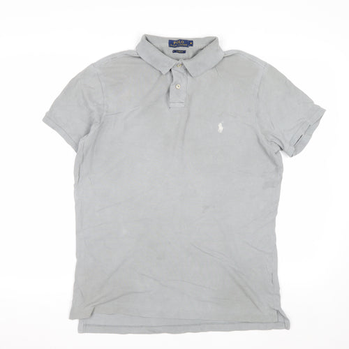Ralph Lauren Men's Grey Custom Fit Polo Shirt Size M