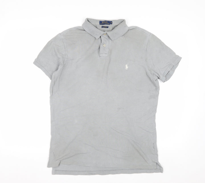 Ralph Lauren Men's Grey Custom Fit Polo Shirt Size M