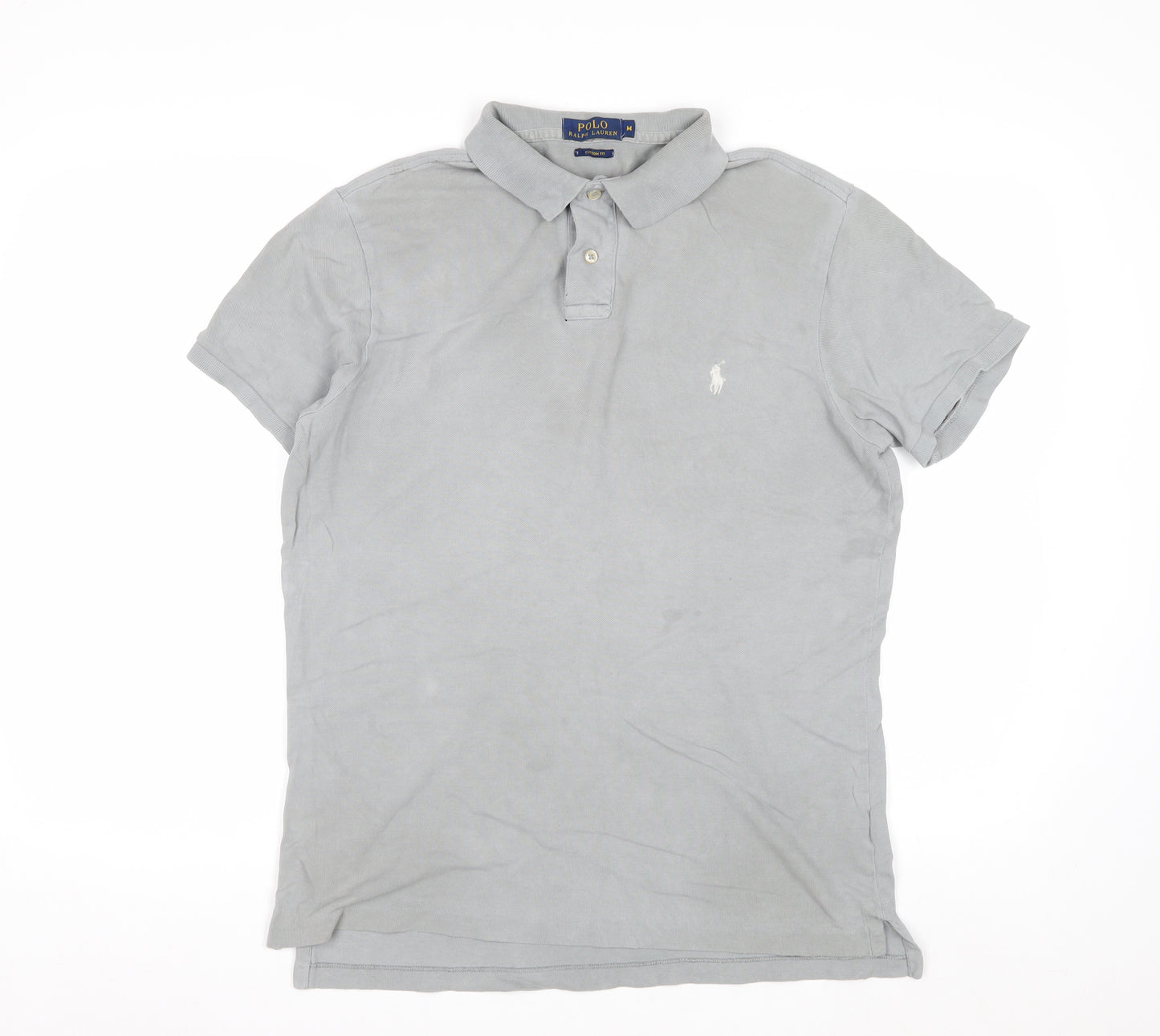 Ralph Lauren Men's Grey Custom Fit Polo Shirt Size M