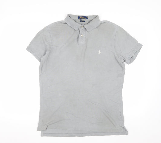 Ralph Lauren Men's Grey Custom Fit Polo Shirt Size M