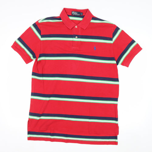 Ralph Lauren Men's Red Striped Short Sleeve Polo Shirt Size L
