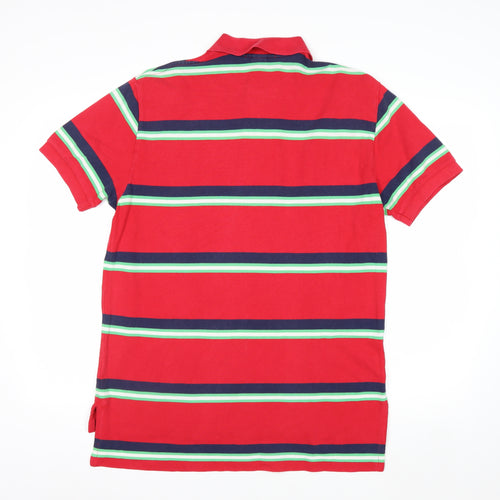 Ralph Lauren Men's Red Striped Short Sleeve Polo Shirt Size L