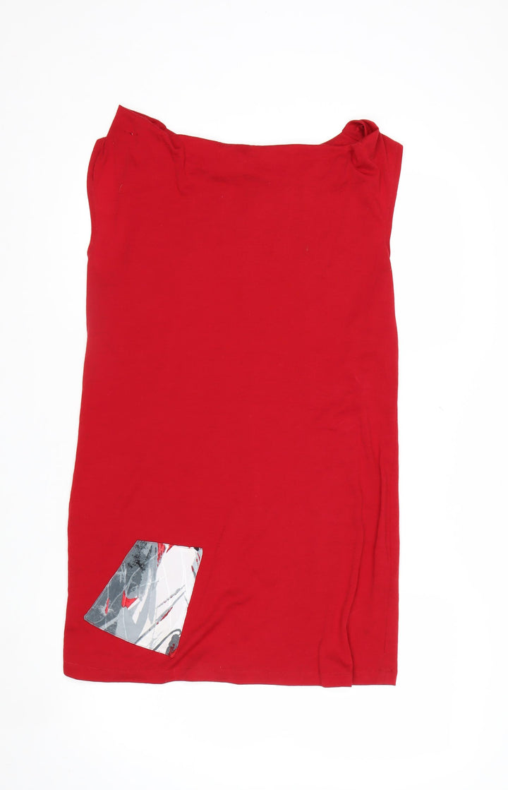 Angel A Women's Red Merino Wool Sleeveless Boat Neck T-Shirt Size S