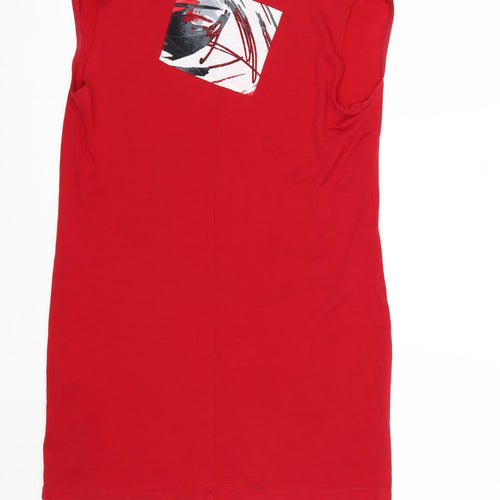 Angel A Women's Red Merino Wool Sleeveless Boat Neck T-Shirt Size S
