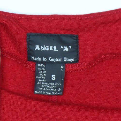 Angel A Women's Red Merino Wool Sleeveless Boat Neck T-Shirt Size S