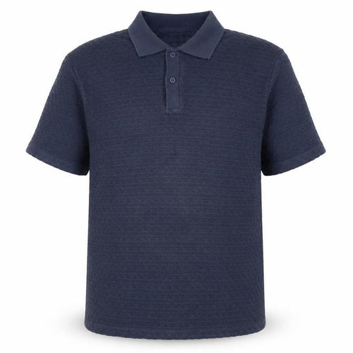 Jack & Jones Men’s Blue Textured Short Sleeve Polo Shirt M