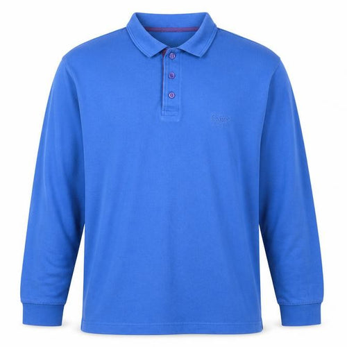 Cotton Traders Men's Blue Long Sleeve Polo Shirt M 100% Cotton