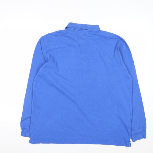 Cotton Traders Men's Blue Long Sleeve Polo Shirt M 100% Cotton