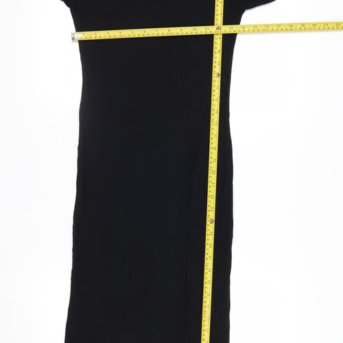 Topshop Women Black Size 10 Bodycon Long Sleeve Midi Dress