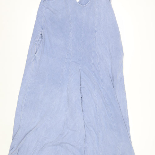 Next Women Blue Jumpsuit UK 16 Sleeveless Wide-Leg Summer Style