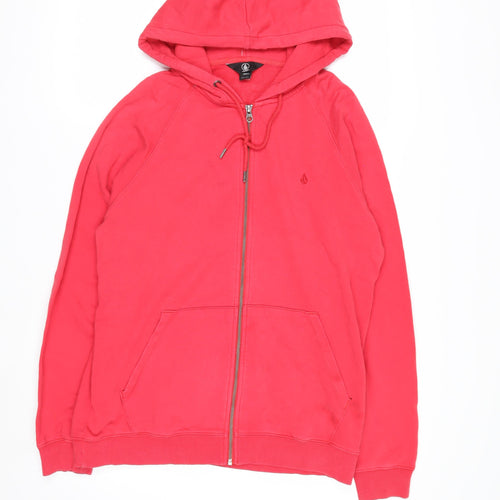 Volcom Men's Red Full Zip Hoodie Size S Cotton Casual Sweatshirt
