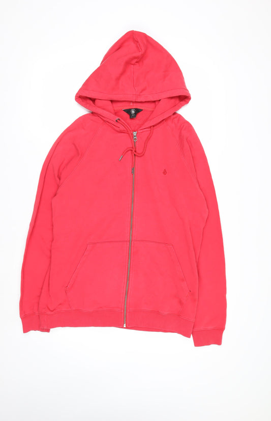 Volcom Men's Red Full Zip Hoodie Size S Cotton Casual Sweatshirt