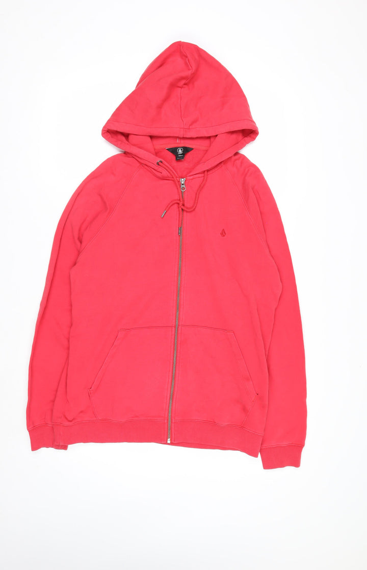 Volcom Men's Red Full Zip Hoodie Size S Cotton Casual Sweatshirt