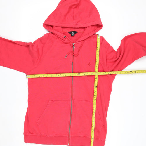 Volcom Men's Red Full Zip Hoodie Size S Cotton Casual Sweatshirt