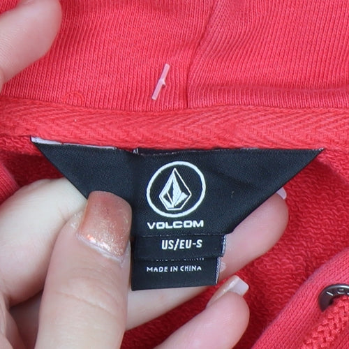 Volcom Men's Red Full Zip Hoodie Size S Cotton Casual Sweatshirt