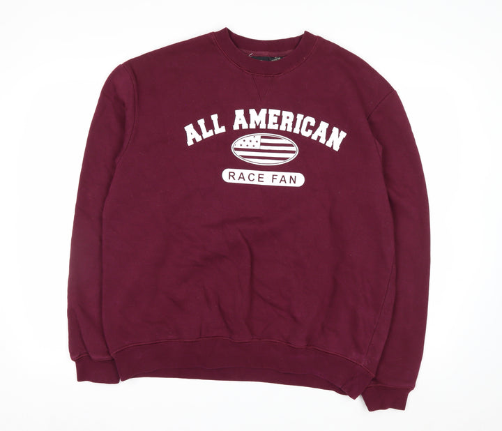SMI Properties Men's Burgundy All American Graphic Crew Neck Sweatshirt XL