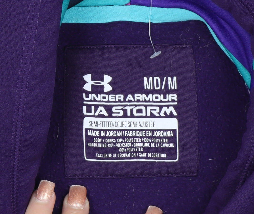 Under Armour Women Purple Medium Pullover Hoodie UA Storm Logo Sweatshirt