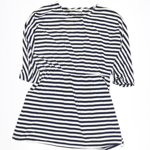 Glamorous Women’s Blue Striped Tunic Blouse Size S 3/4 Sleeve